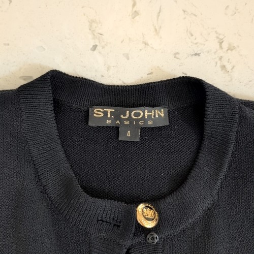 St. John Basics Gold Stunning Buttoned Black Cardigan - Size 4 - Picture 3 of 12