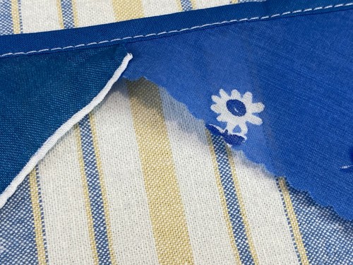 Vintage Handkerchief Bunting / Garland Banner 9 Feet Handmade Blue Green Flower - Picture 3 of 11