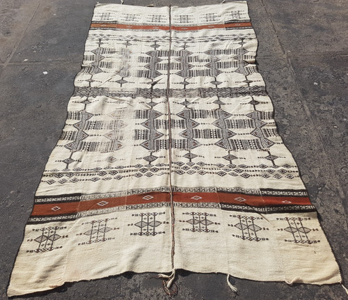 Vintage Handmade Traditional African Fulani Kilim Floor Rug Carpet 226x133 cm
