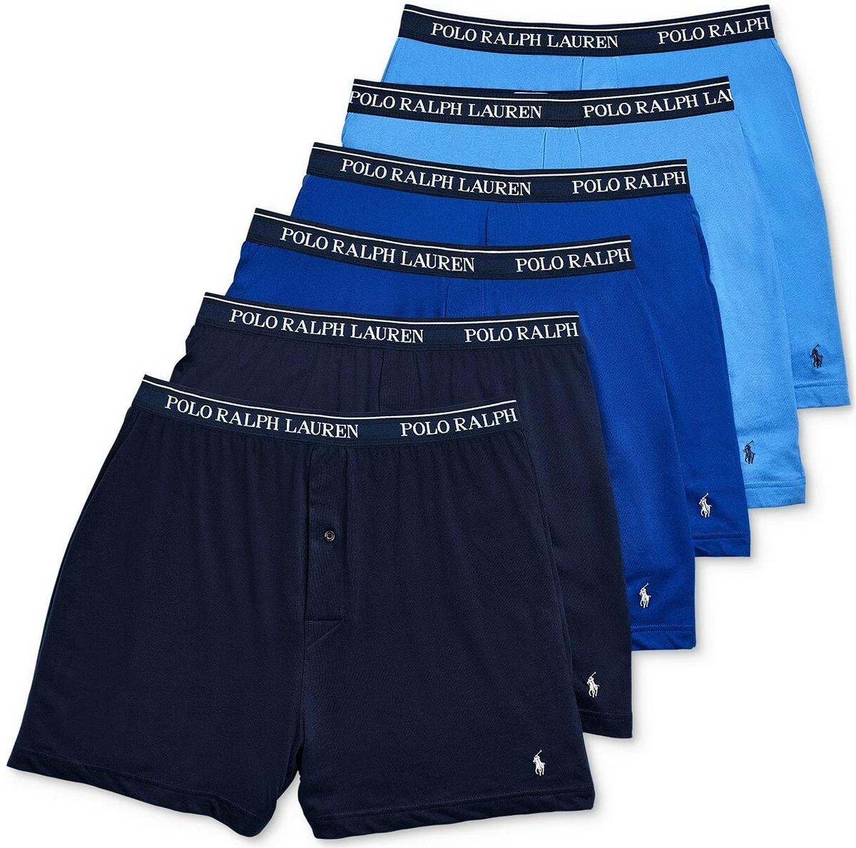 Polo Ralph Lauren 6 PACK KNIT BOXERS Blue Classic Reinvented Underwear NWT