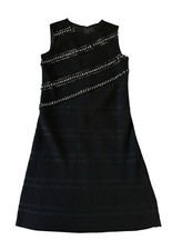 Women's Vintage 50s 60s Black DRESS Sleeveless Metal Zip A Line Cocktail Party M