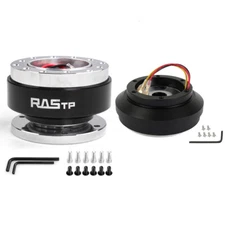 Black Quick Release + 174H Short Thin HUB Adapter Kit For 84-04 Ford Mustang