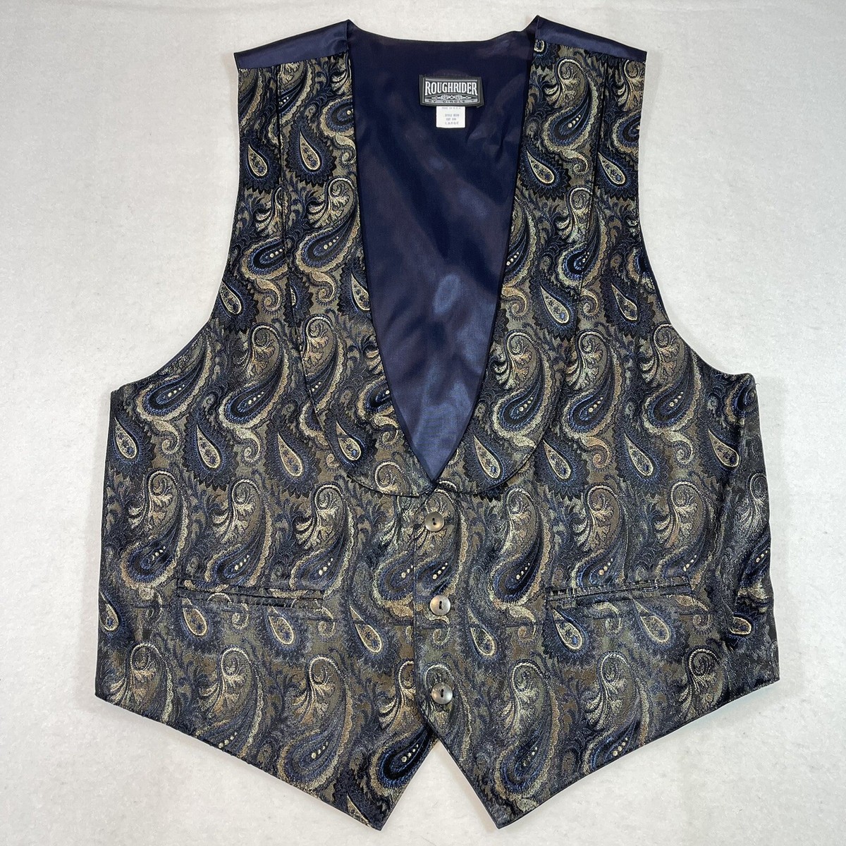 【New】Deuxieme Classe Sleeveless Pullover Rough Rider By Circle T Women Vest 3 Buttons Size Large Blue and
