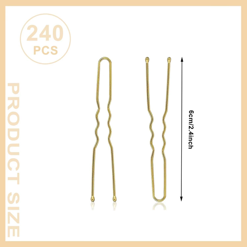 U Shaped Hair Pins, AITRAI 240Pcs Blonde Hair Pins U Bobby Pins Bun Hair Pins fo - 第 2/7 張圖片