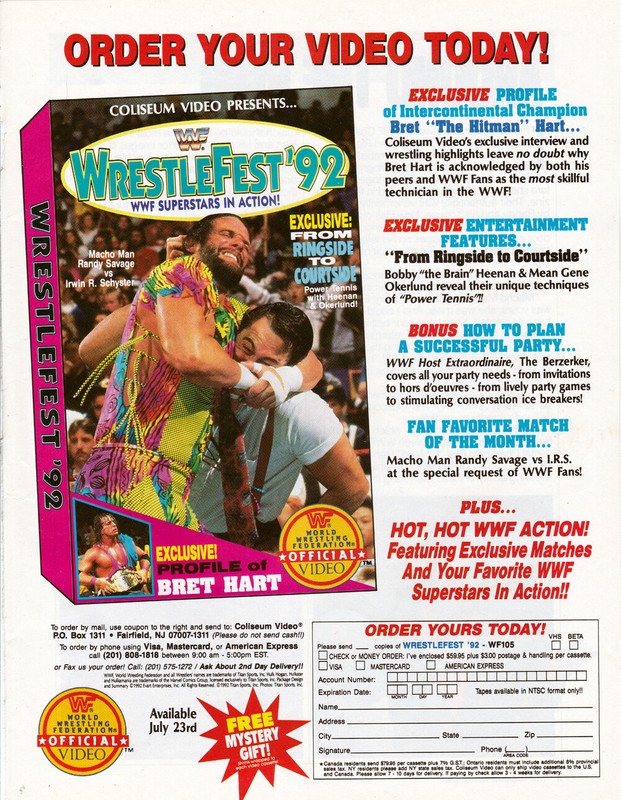 WWF WrestleFest '92 VHS Macho Man Randy Savage Ad