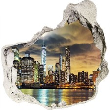 Manhattan New York 125x125 cm Wandtattoo 3D Loch Aufkleber Wandbild Wandsticker
