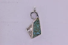 IJS Sterling Silver 35mm x 19mm Blue Turquoise Southwestern 925 Pendant