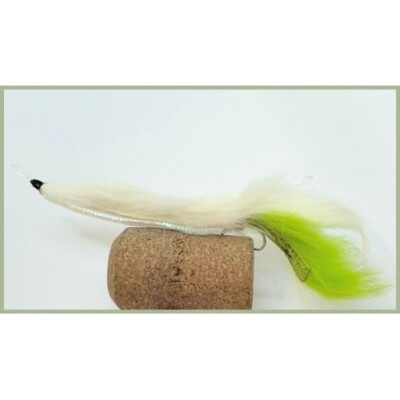 White & Lime Unkrautfliegen 4er Pack Unkraut Schlangenfliegen, Größe 10, Heckhaken Forelle/Hecht