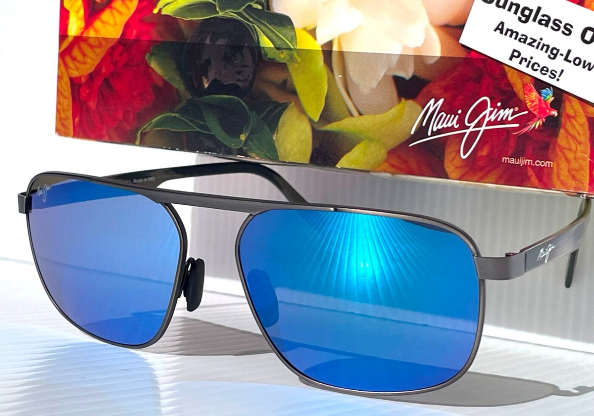 NEW Maui Jim WAIHEE RIDGE Gunmetal POLARIZED Maui Blue Lens