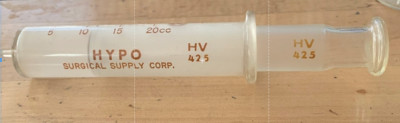 Vintage Apothecary Glass Syringe 20CC Hypo HV 425 *for display ONLY*