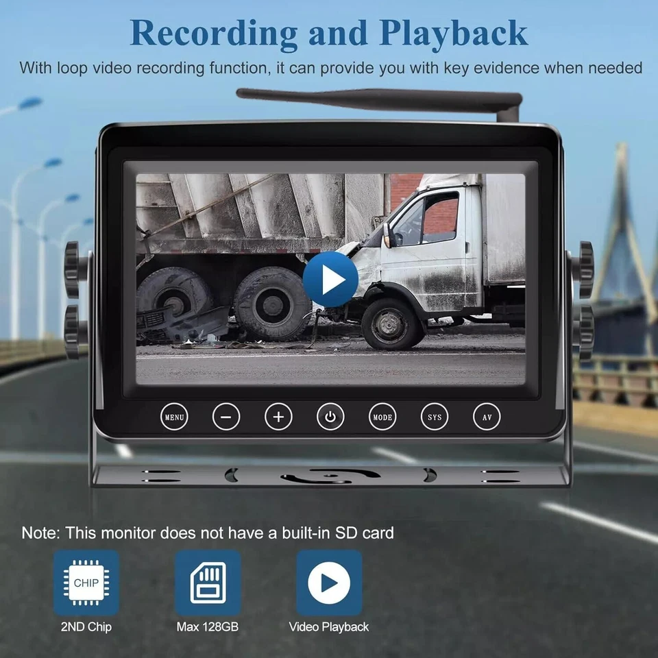 Wireless 7" Monitor Magnetic Trailer Hitch Rear View Camera Plug&Play Caravan RV - Image 2 of 4