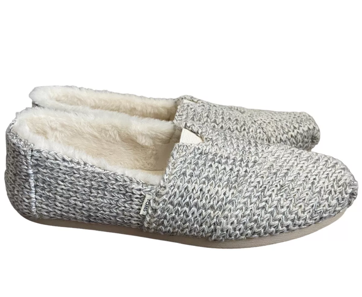 TOMS Alpargata White Cozy Sweater Knit Slip on Flats Women s Size 8.5