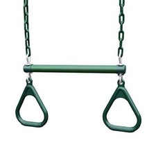 18" Trapeze Bar Assembly with Rings, Green Bar, Rings, 36.5" Plastisol Coated Ch