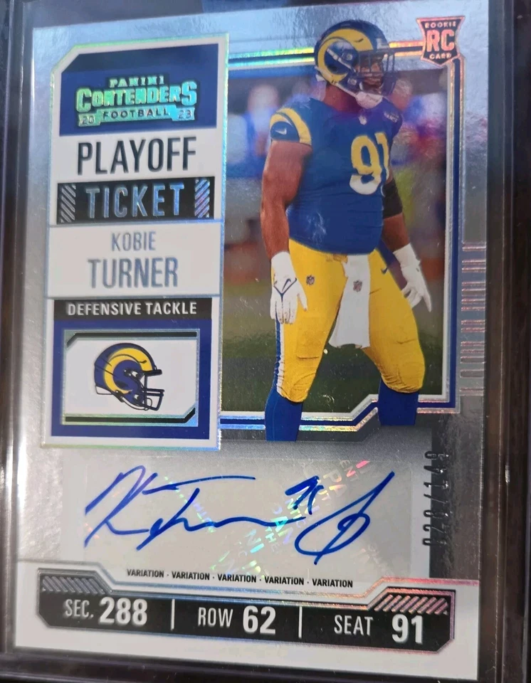 2023 Panini Contenders Kobie Turner RC Auto /149 Playoff Ticket (Rare) SP RAMS ☆ - Image 3 of 4