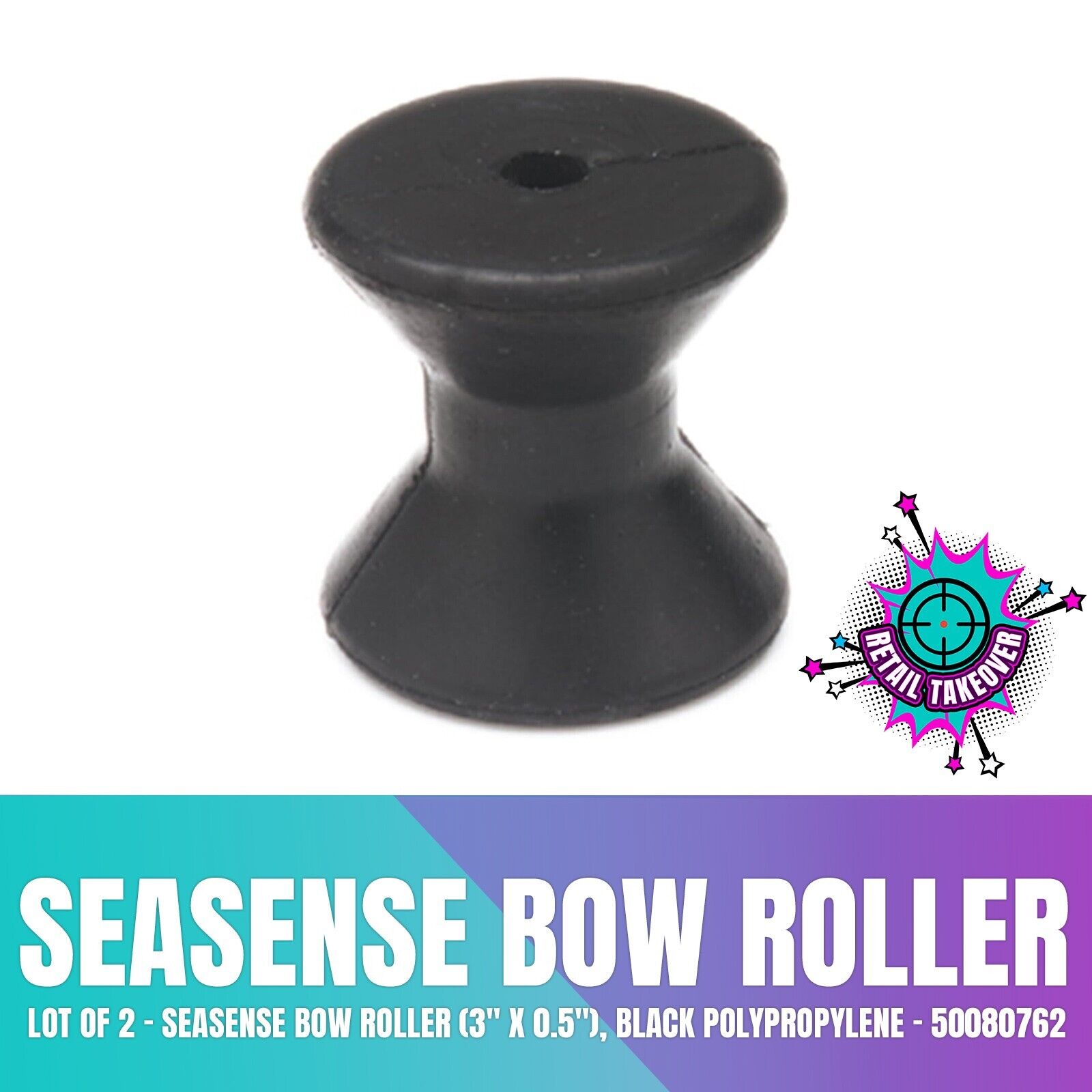 Lot of 2 - SeaSense Bow Roller (3" x 0.5"), Black Polypropylene - 50080762