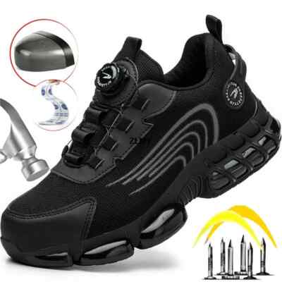 Men Rotary Button Steel Toe Sneaker Puncture Proof Anti-smash Work Safety Boots