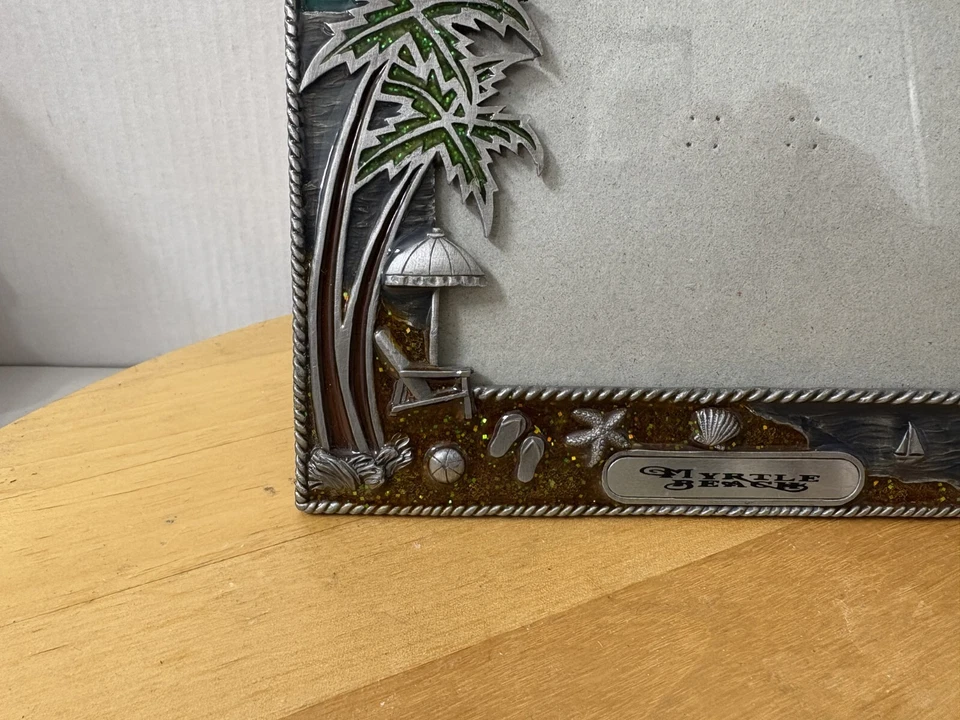 Heavy Quality Pewter & Glass Beach Seaside Holiday Photo Frame 17 x 14cm Overall - Image 2 of 4