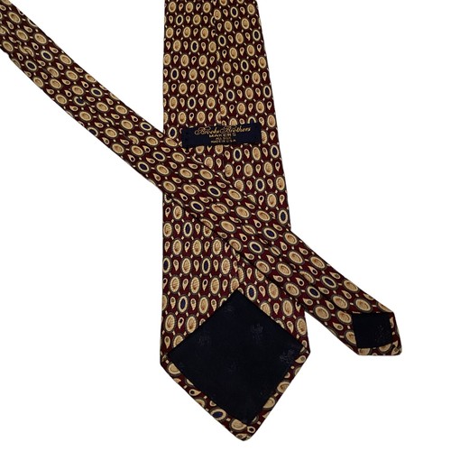 BROOKS BROTHERS Makers Men's 100% Silk Necktie Designer Geometric Wine/Multi EUC - Picture 3 of 3