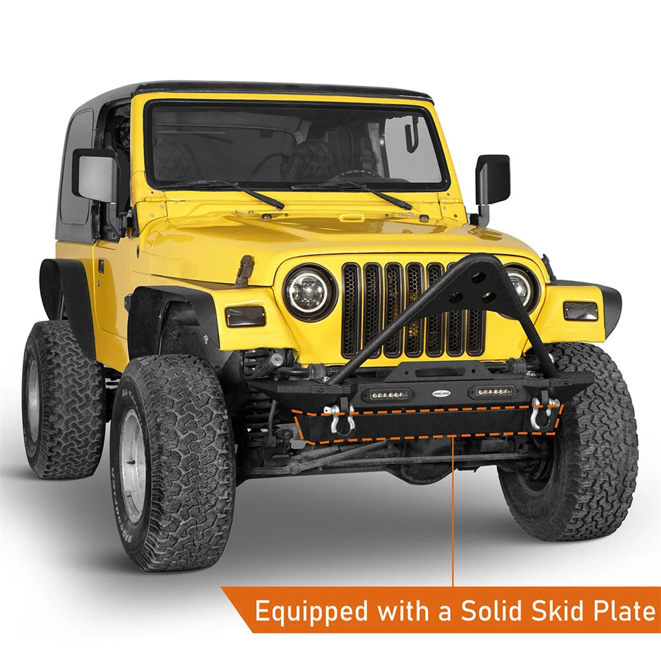 Rock Crawler Stinger Front Bumper w/ LED Lights for 1997-2006 Jeep Wrangler TJ Foto 4 de 4