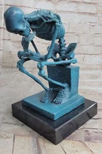 Statue Sculpture Thinker Skeleton Art Deco Style Art Nouveau Style Bronze Nude