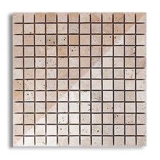 PIASTRELLE MOSAICO su rete | pietra TRAVERTINO Chiaro - Light 2,3x2,3x1 cm
