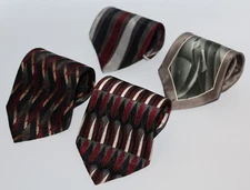 Vintage Neck Tie Pierre Cardin Set of 4 Geometric Patterns Red Black Gray used