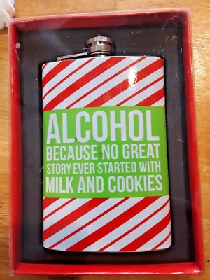 whiskey flask no great story ever started with milk and cookies flask
