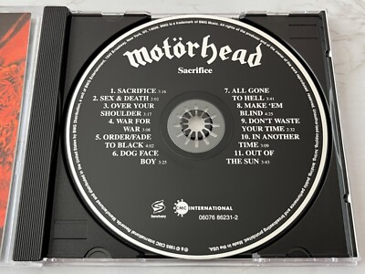 Motorhead Sacrifice CD CMC International 06076 86231-2 Lemmy, Out