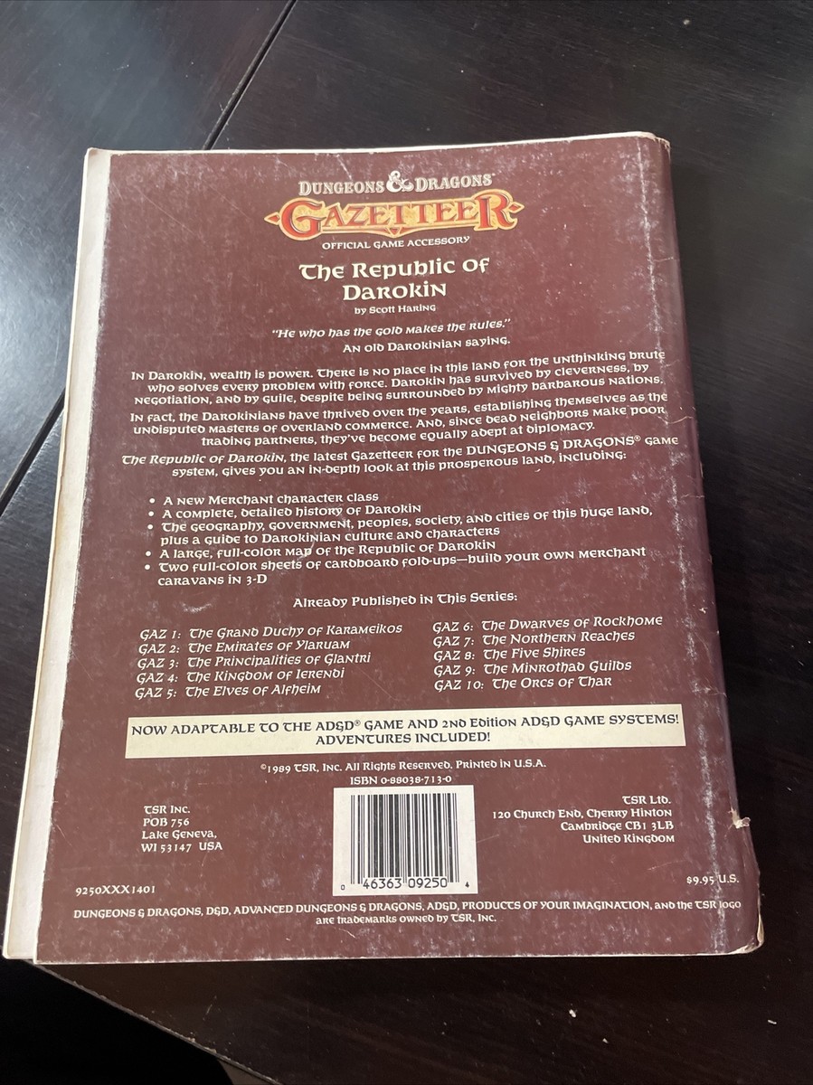 The Republic of Darokin Dungeons and Dragons TSR 1989 M | eBay