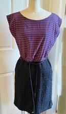 MARC BY MARC JACOBS Cap Sleeve Silk Brocade Mini Dress Navy Black Size 4