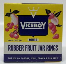 VTG Viceroy Canning White Rubber Fruit Jar Rings Corona Jewel Gem & Crown Jars