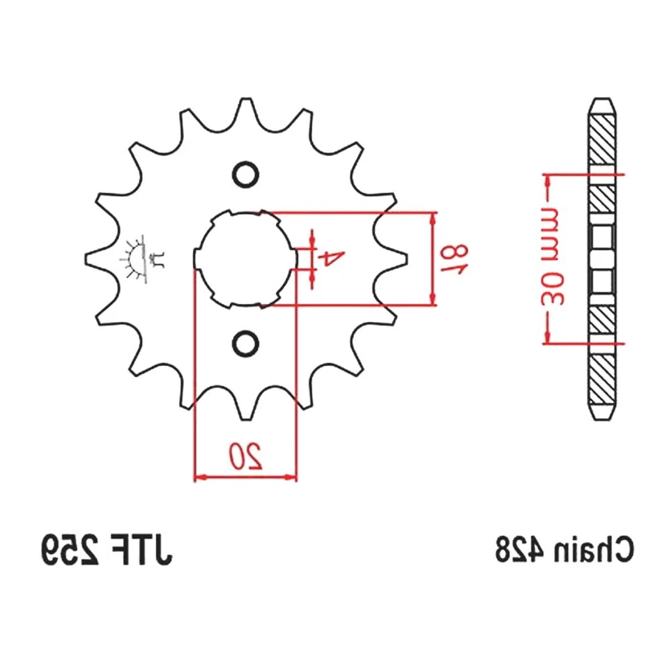 JT Front Sprocket 15 T 428 P JTF259.15 For SYM Wolf 125 N i SB12Ni 11-20 - Image 4 of 4