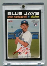 2020 Topps Heritage - SHUN YAMAGUCHI - Red Real One Autograph - BLUE JAYS #d/71