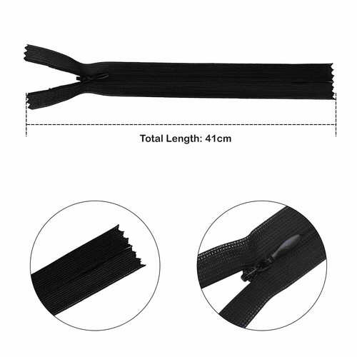 YKK Black Concealed Zip Nylon Metal 8"-22" Invisible Closed-End Zipper Dress - Picture 23 of 32