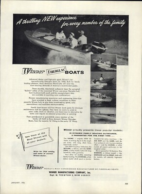 1956 PAPER AD Winner Fiberglas Boat Viking Skylark Zobel's Sea Fox Admiral Skiff