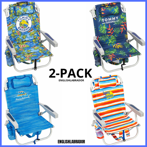 2Pack Tommy Bahama Beach Chair Lay Flat, Reclining, Adjustable, Storage, NEW eBay