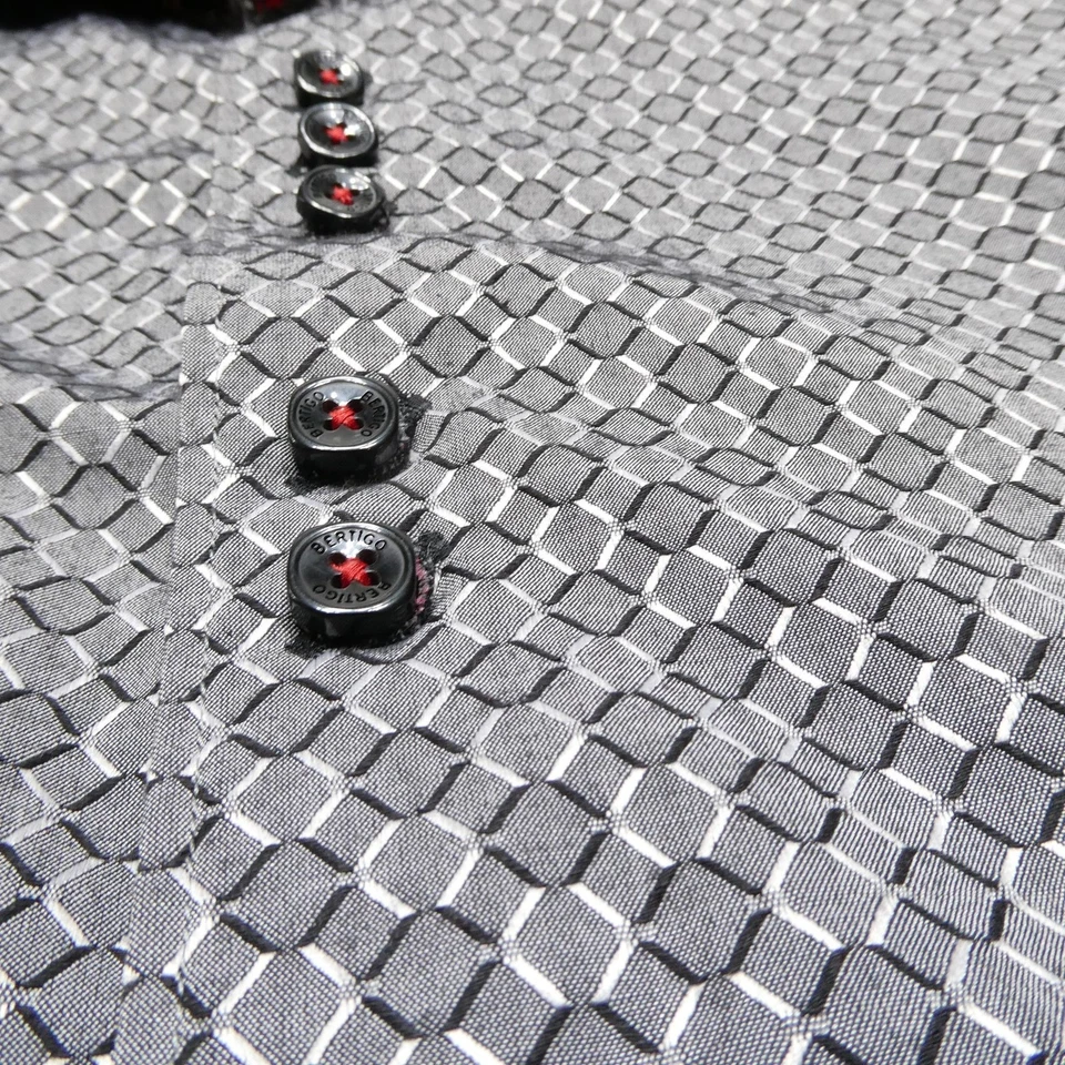 BERTIGO Shirt Mens Small Gray Black Red Geometric Paisley Contrast Dress Cotton - Image 4 of 4