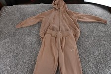 Nike Hoodie Sweatpants Set Mens Small Brown Fleece Swoosh Jogger Tracksuit