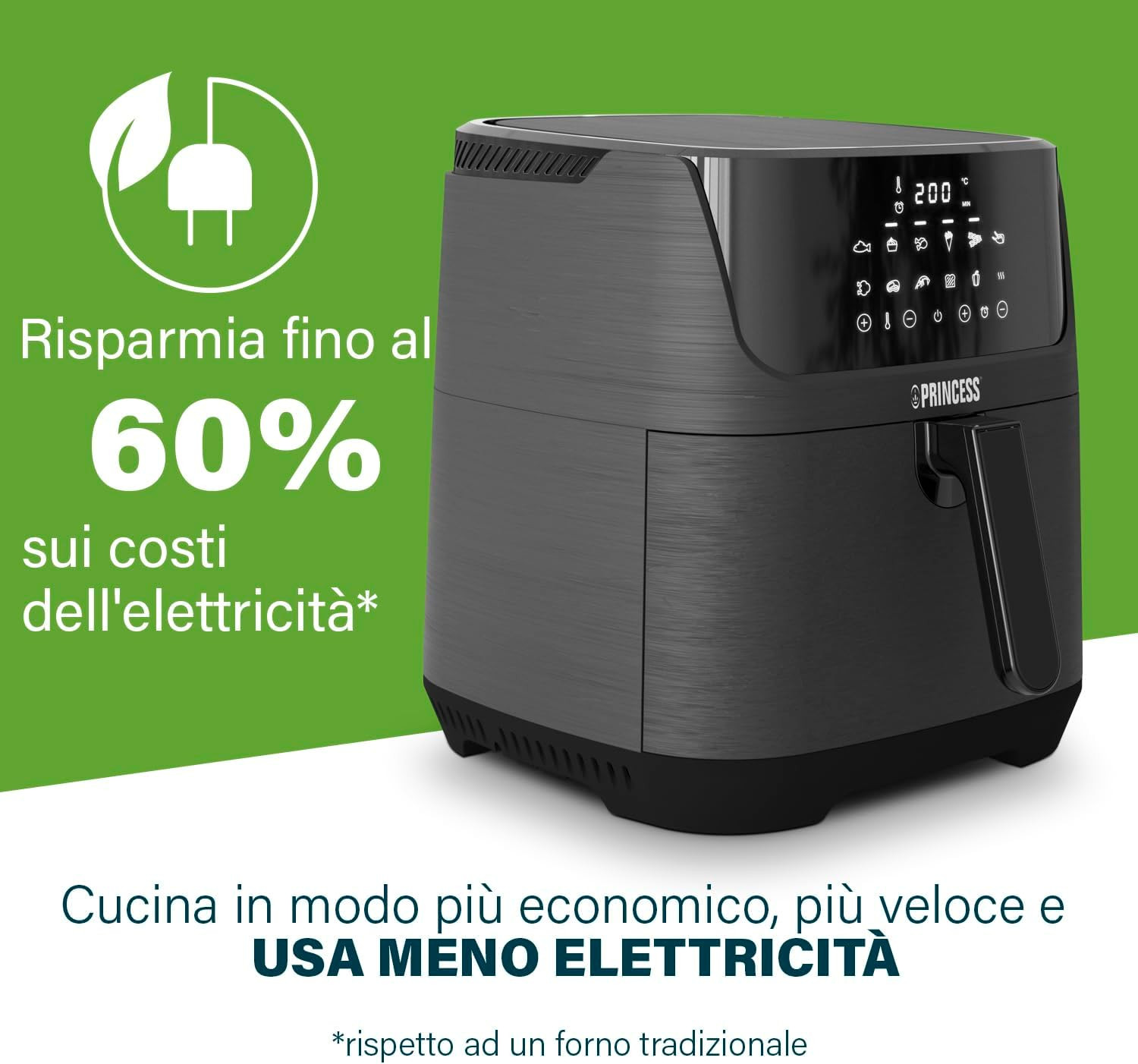Friggitrice Ad Aria Digitale 6,5 L Con Separatore Rimovibile, 12 Programmi, Touc foto 3