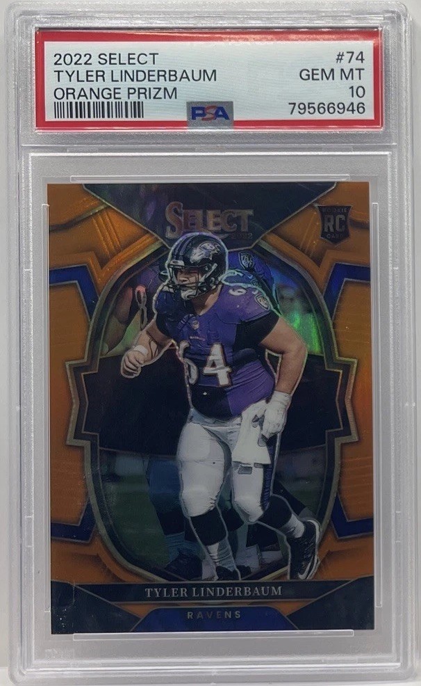 Tyler Linderbaum Panini Select #74 Orange Prizm