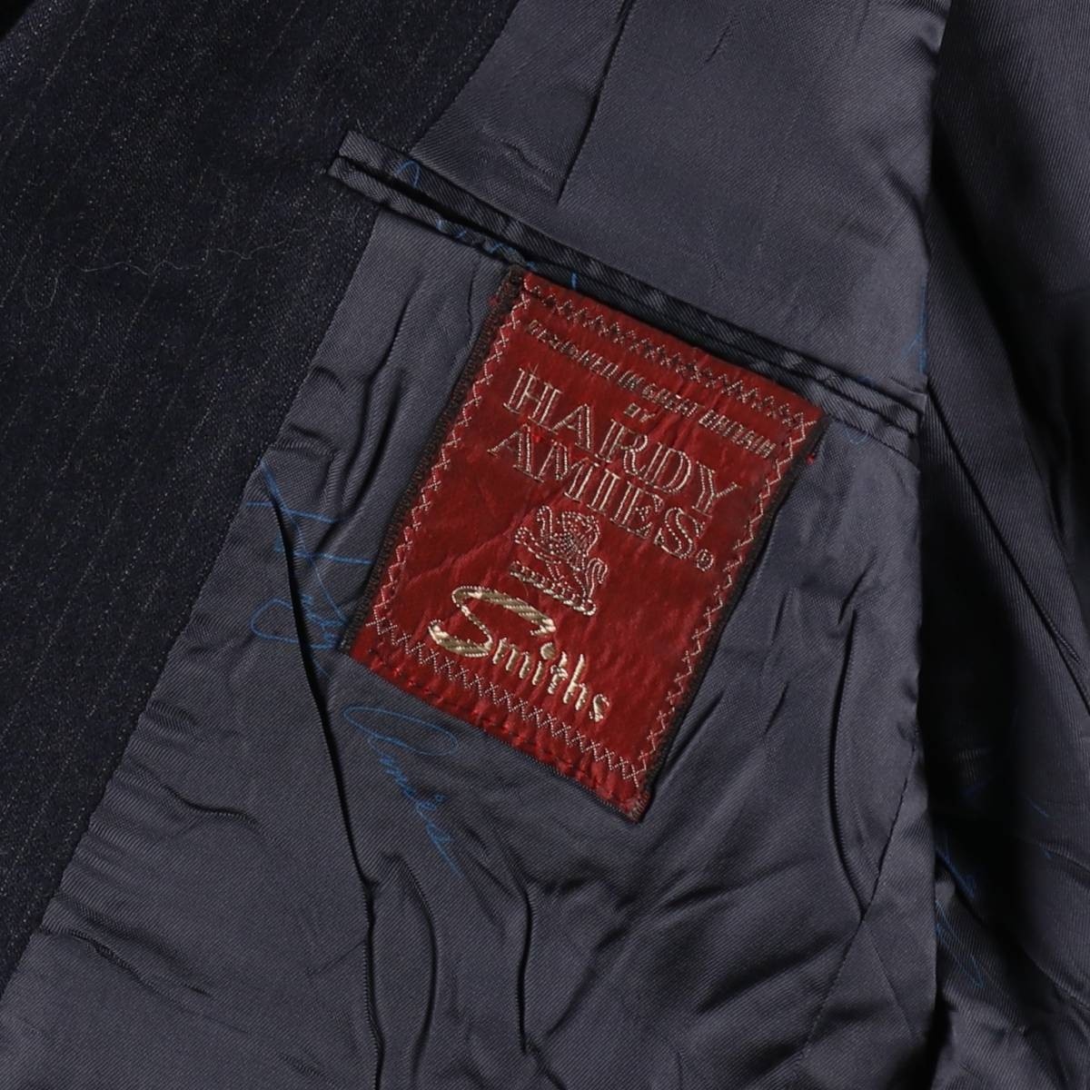 Used HARDY AMIES Stripe Pattern Navy Blazer Tailored Jacket Men's Size M image 4