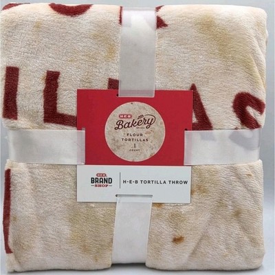 HEB Brand Shop Tortilla Throw Blanket 70 Inch Round Flour Tortilla Fleece New