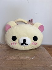 San-x Rilakkuma 2017 Big Face Bag Pochette Plush White Bear Pink Rare