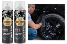 2 x Simoniz 500ml Back To Black Tyre Trim Wet Look Shine Spray Plastic Exterior