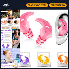 Waterproof Silicone Swimming Ear Plugs for Adults  Kids - 3 Pairs, Soft  Comfo