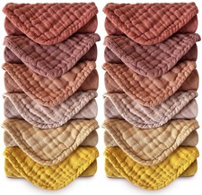 Baby Washcloths, 12 Pack - 12x12 Inches, Small Burp Cloths and Baby Wipes - 1...
