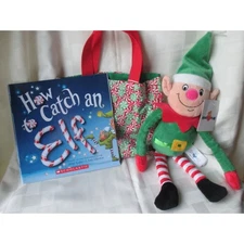 How to catch an elf book and stuffed elf gift bag set handmade bag