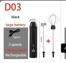 Electric Milk Frother + Egg Beater Wireless Type-C 3 Speeds