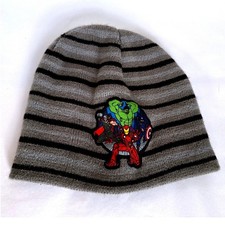Marvel Avengers Beanie Hat Grey Black Striped Hulk Iron Man Thor Captain America