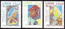 Lebanon Lebanon 1968 ** Mi.1075/77 Buildings Stairs Road Deir el Kamar Statute